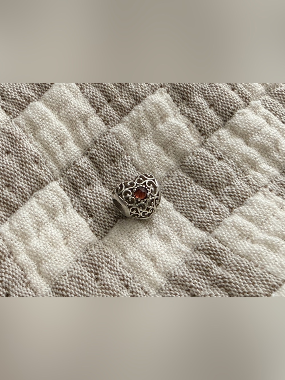 Pandora Sterling Silver Heart Charm with Garnet Stone (January)